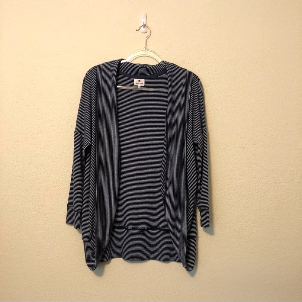 Sundry Open Front Cardigan Striped Slouchy Soft 0